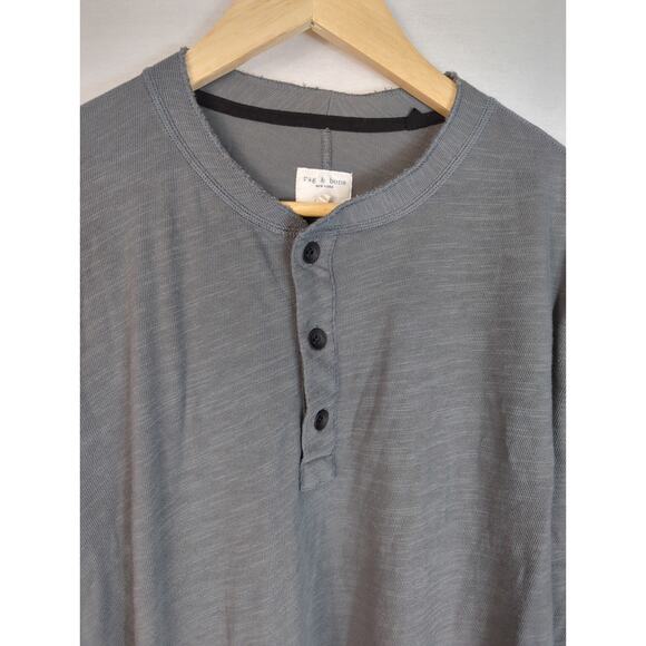 Rag & Bone Classic Henley Long Sleeve Shirt Men's XL Gray - Picture 3 of 12